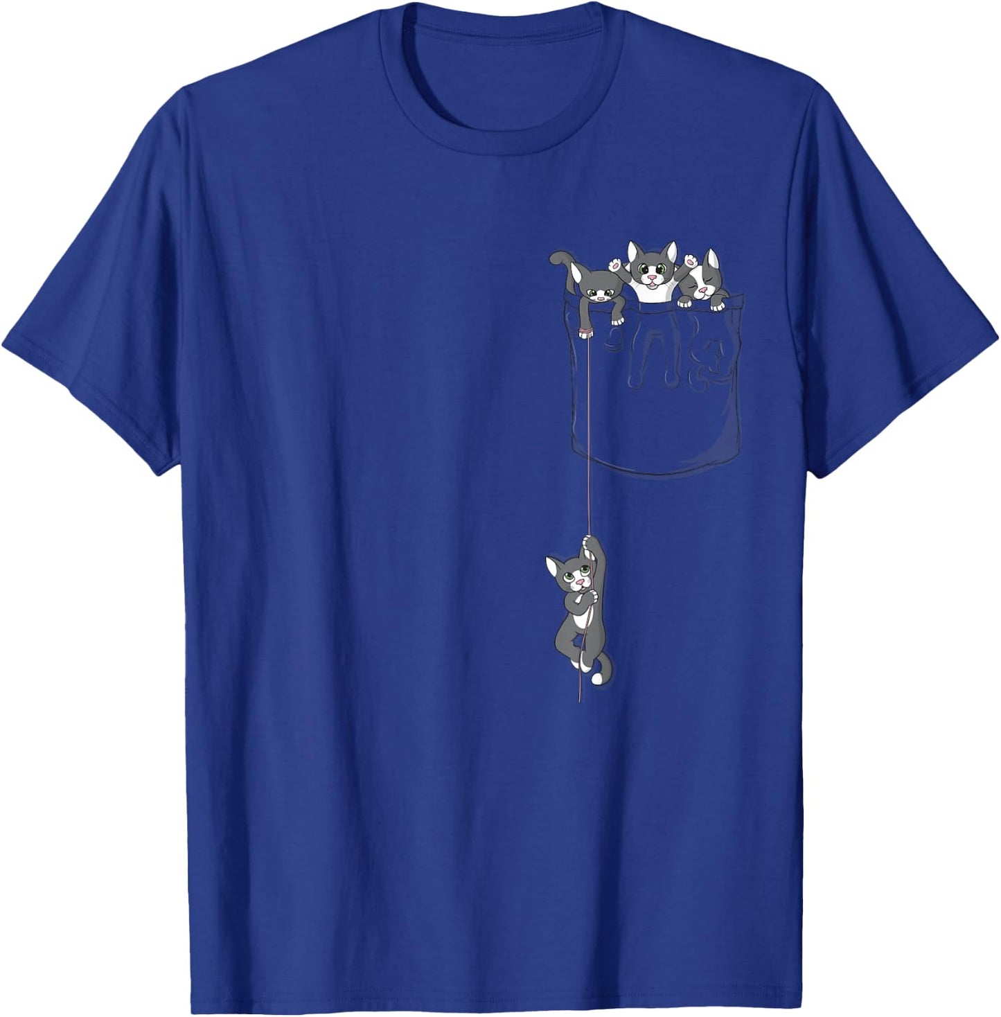 Cute Kittens Playing in the Pocket, Cat Men Women Kids T-Shirt - T-Shirt | Royal
