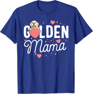 Golden Retriever Mama Gift Heart Lover Mom Mother Women T-Shirt - T-Shirt | Royal