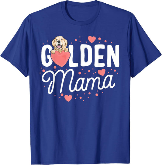 Golden Retriever Mama Gift Heart Lover Mom Mother Women T-Shirt - T-Shirt | Royal