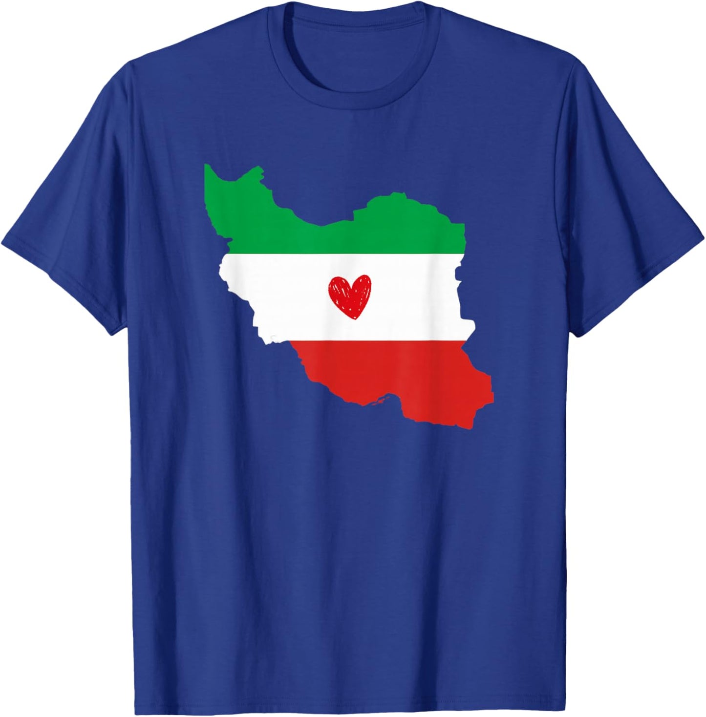 Map of Iran Flag Colors with Heart T-Shirt - T-Shirt | Royal
