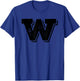 Letter W Capital Alphabet College Varsity Monogram Club T-Shirt - T-Shirt | Royal