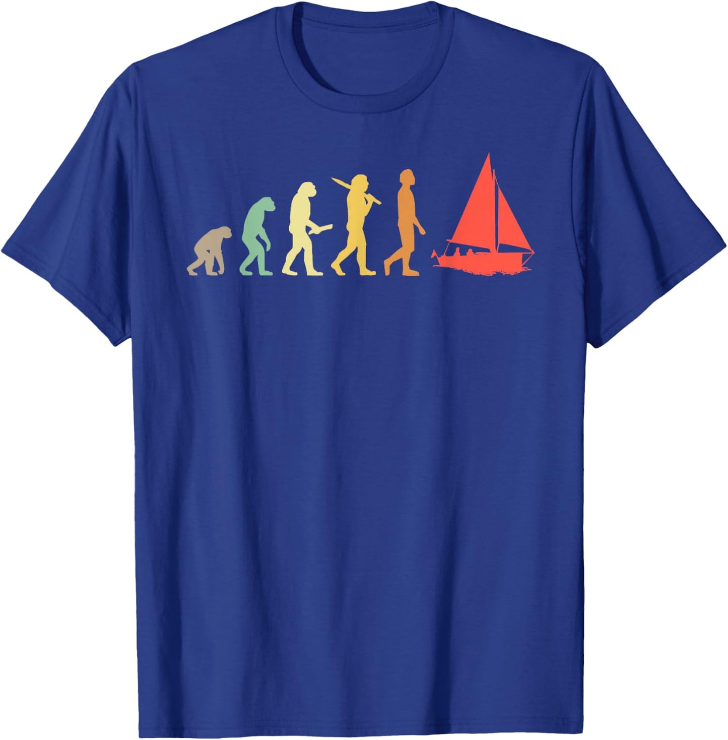 Retro Sailing Evolution Gift Sailors & Skippers T-Shirt - T-Shirt | Royal