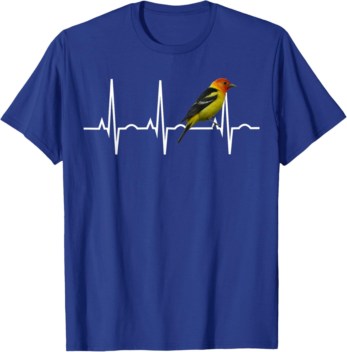 Western Tanager Shirt Songbird Heartbeat Birder Gift T-Shirt - T-Shirt | Royal