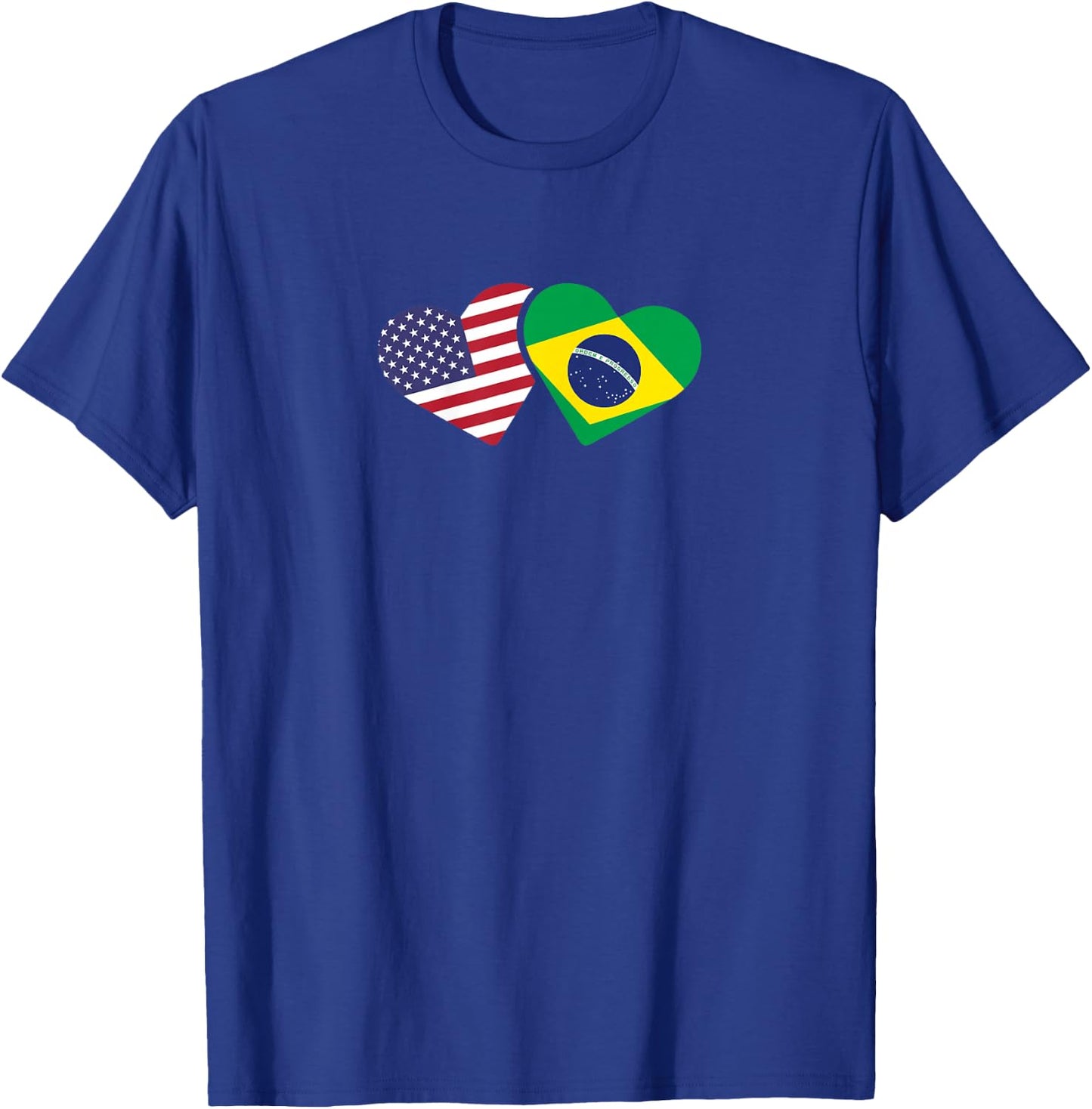 Brazil USA Flag T Shirt Heart Brazilian Americans Love Cute T-Shirt - T-Shirt | Royal