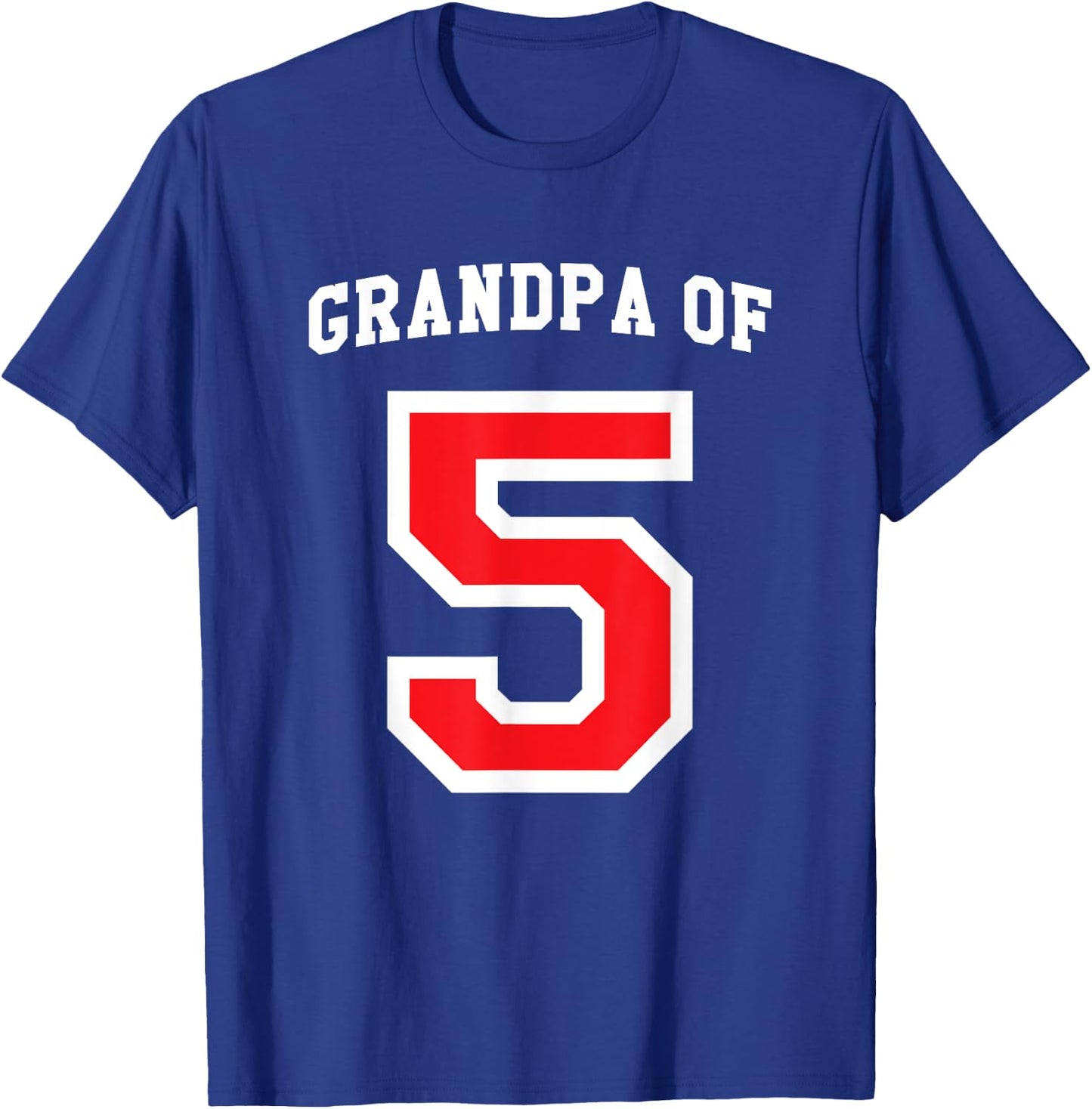 Grandpa of 5 Grandchildren Baseball Jersey T-Shirt - T-Shirt | Royal