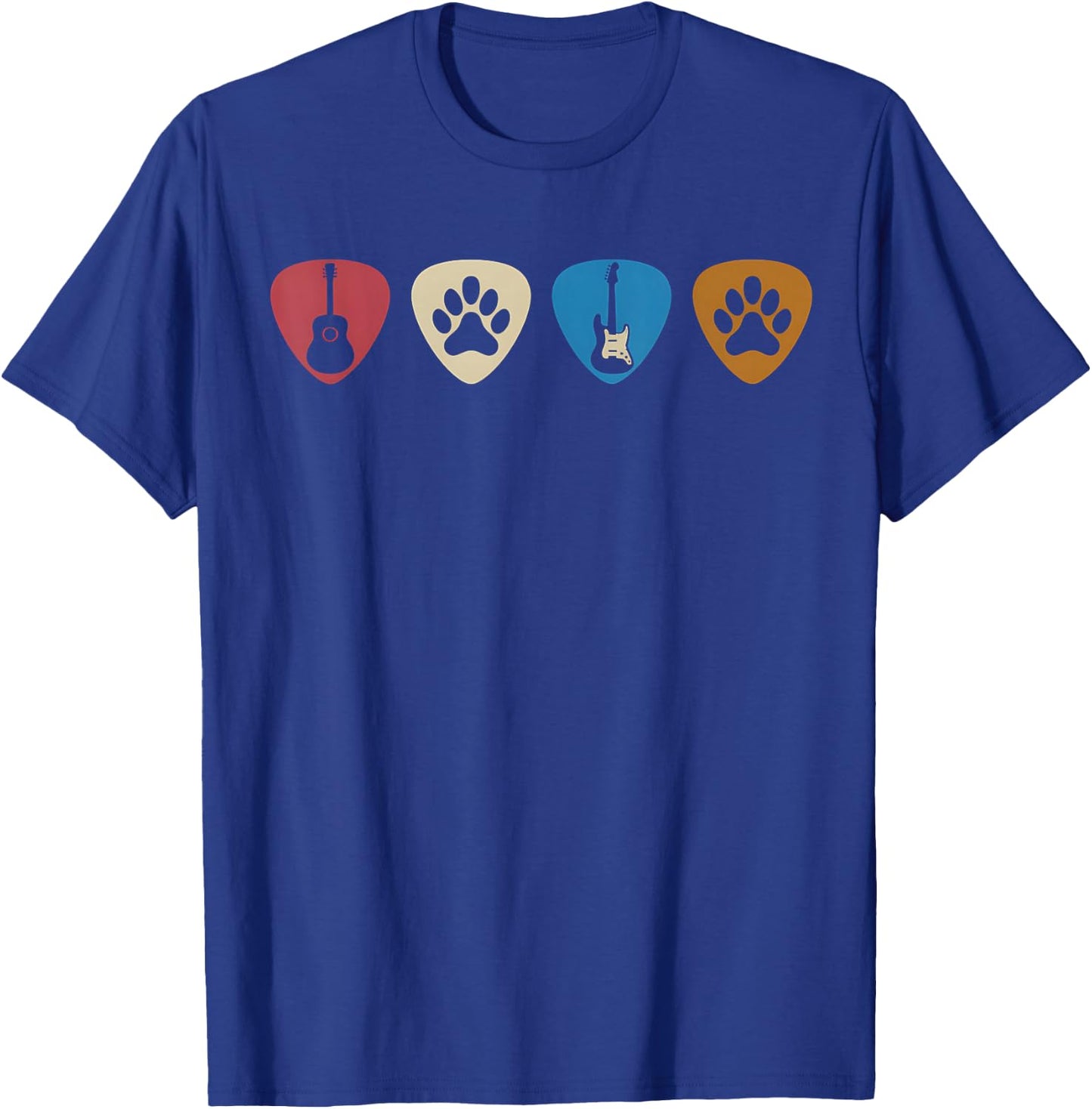 Vintage Dog And Guitar Pick T-Shirt - T-Shirt | Royal