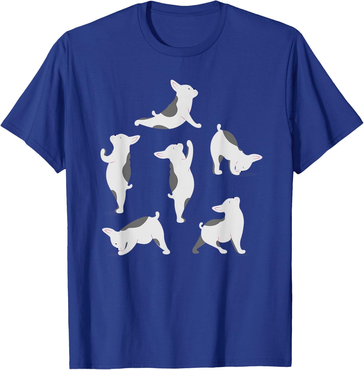 French Bulldog Yoga Poses Funny Cute Frenchie Dog Lover Men Women Girls Kids T-Shirt - T-Shirt | Royal