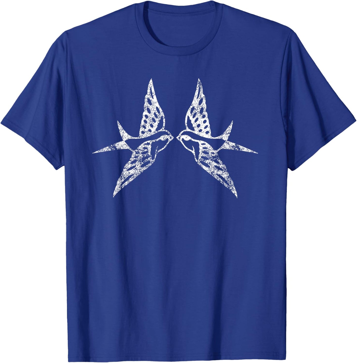 Vintage Two Birds Flying - Distressed Retro Bird T-Shirt - T-Shirt | Royal
