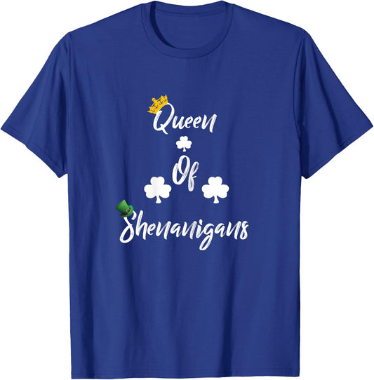 Queen Of Shenanigans-St Patricks Day Shirts -Clover T-Shirt - T-Shirt | Royal
