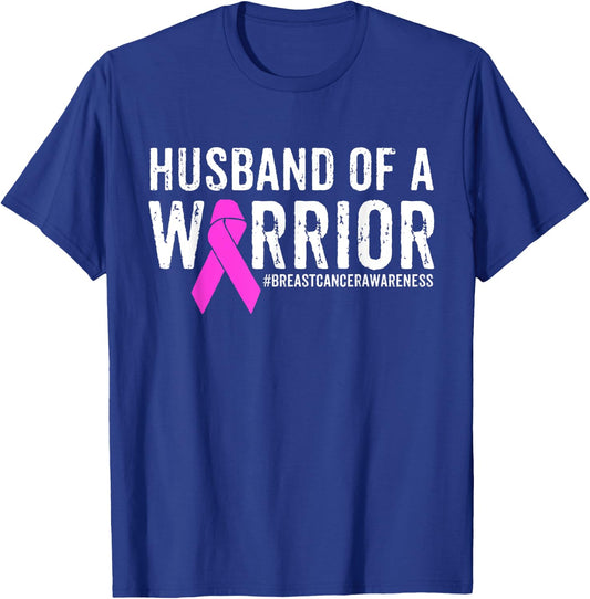 Breast Cancer Husband Shirt Awareness Husband Of A Warrior T-Shirt - T-Shirt | Royal