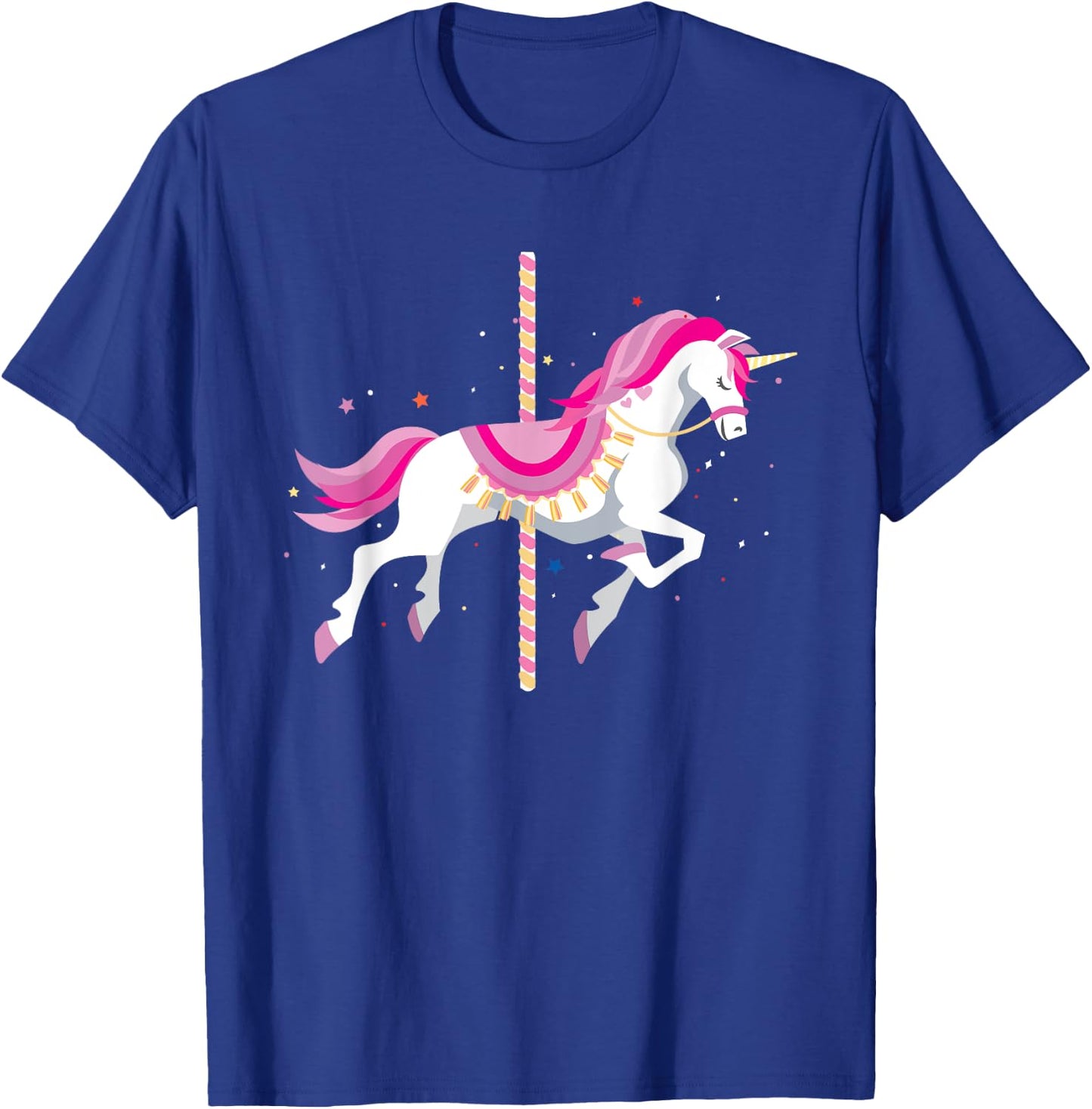 Kids Unicorn Carousel Ride Pretty Unicorns Amusement Park T-Shirt - T-Shirt | Royal