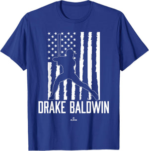 Distressed Flag Swing Drake Baldwin Prospect Baseball Fan T-Shirt - T-Shirt | Royal