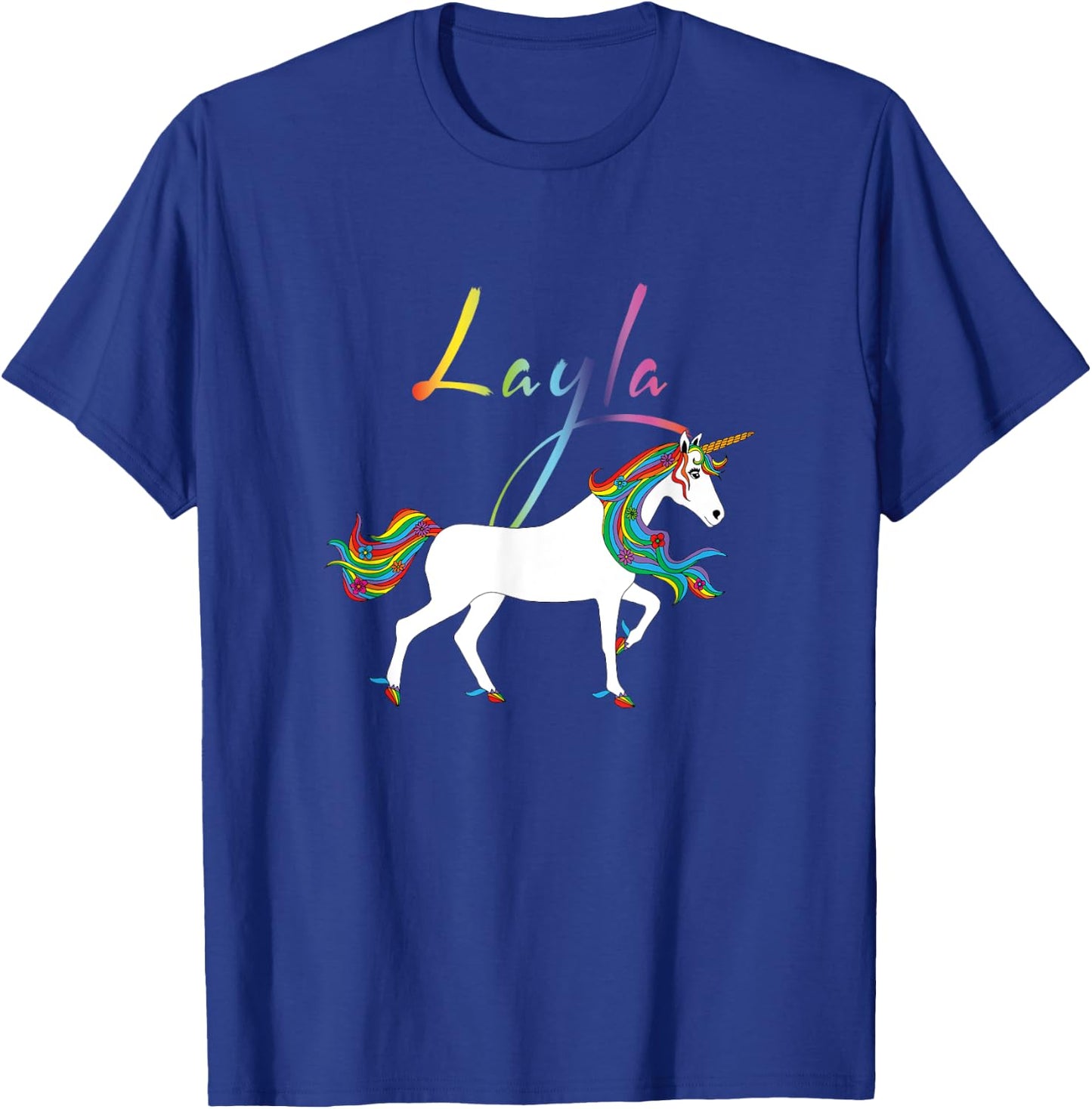 Layla Personalized First Name Unicorn T-Shirt - T-Shirt | Royal