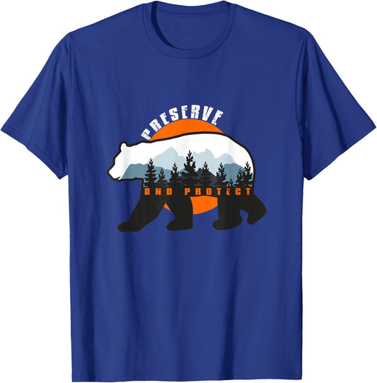 Preserve and Protect - Save our National Parks Black Bear T-Shirt - T-Shirt | Royal