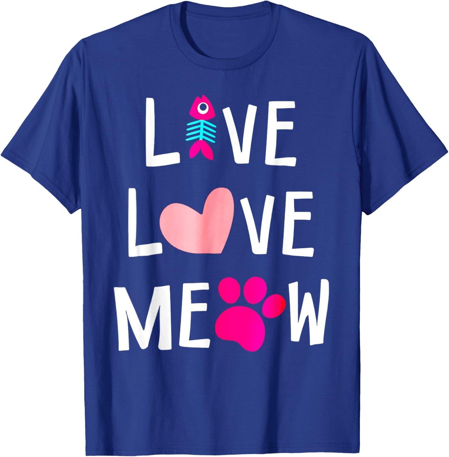 Live Love Meow Cat Women Kids T-Shirt - T-Shirt | Royal