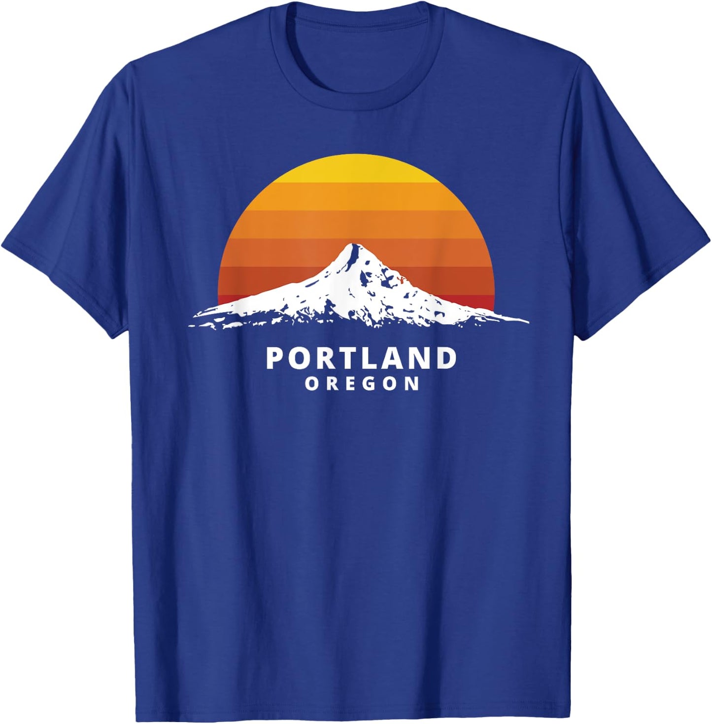 Portland Oregon Mt. Hood Sunset - Clean Variant T-Shirt - T-Shirt | Royal