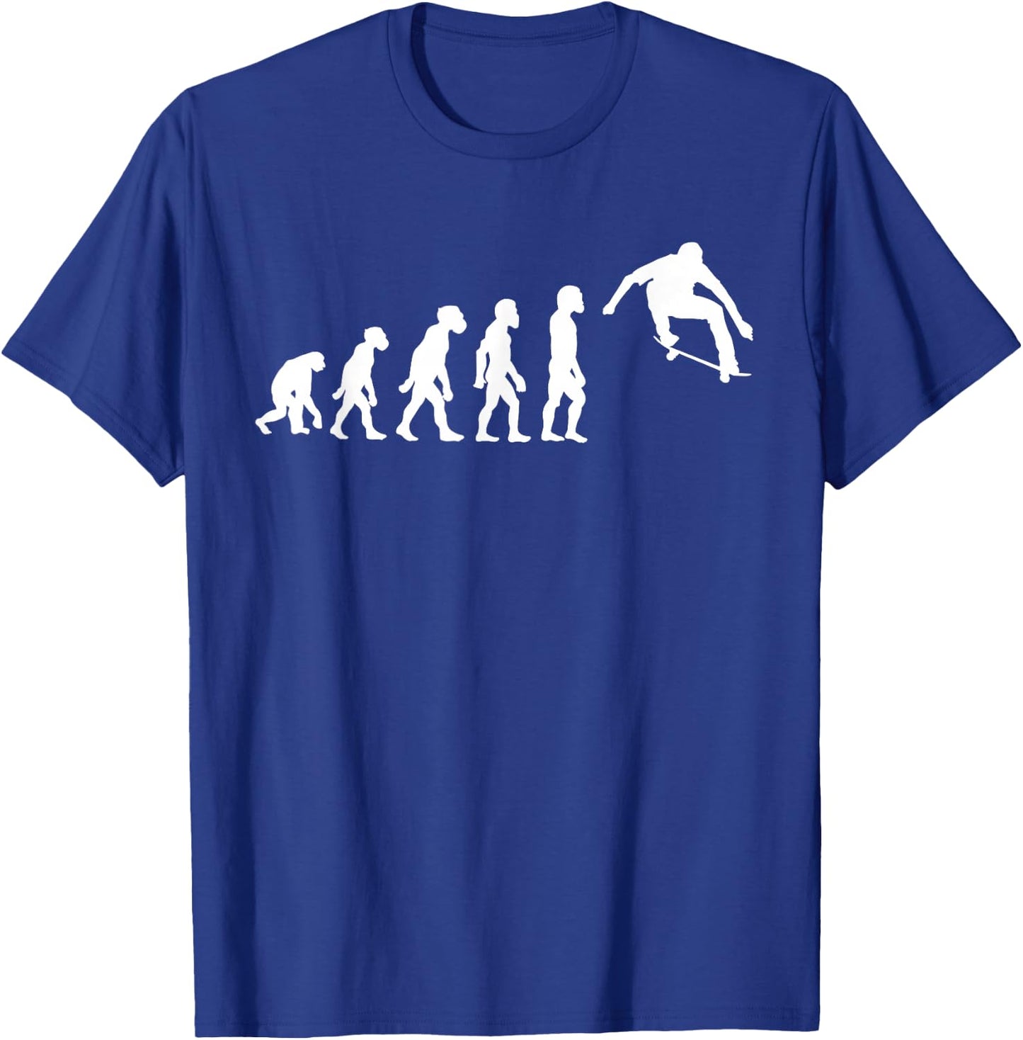 Funny Human Skateboarding Evolution Skater Skateboarder T-Shirt - T-Shirt | Royal