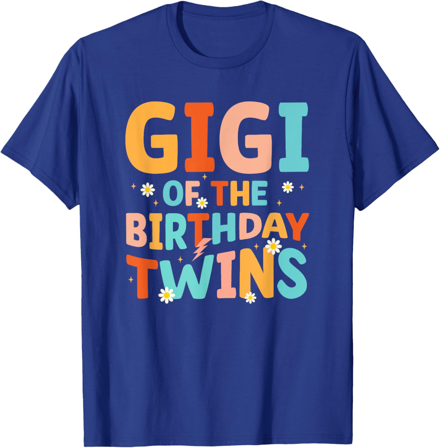 Gigi Of The Birthday Twins Groovy Retro Family B-day T-Shirt - T-Shirt | Royal