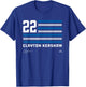 Flag Stripes Clayton Kershaw Los Angeles Baseball MLBPA T-Shirt - T-Shirt | Royal