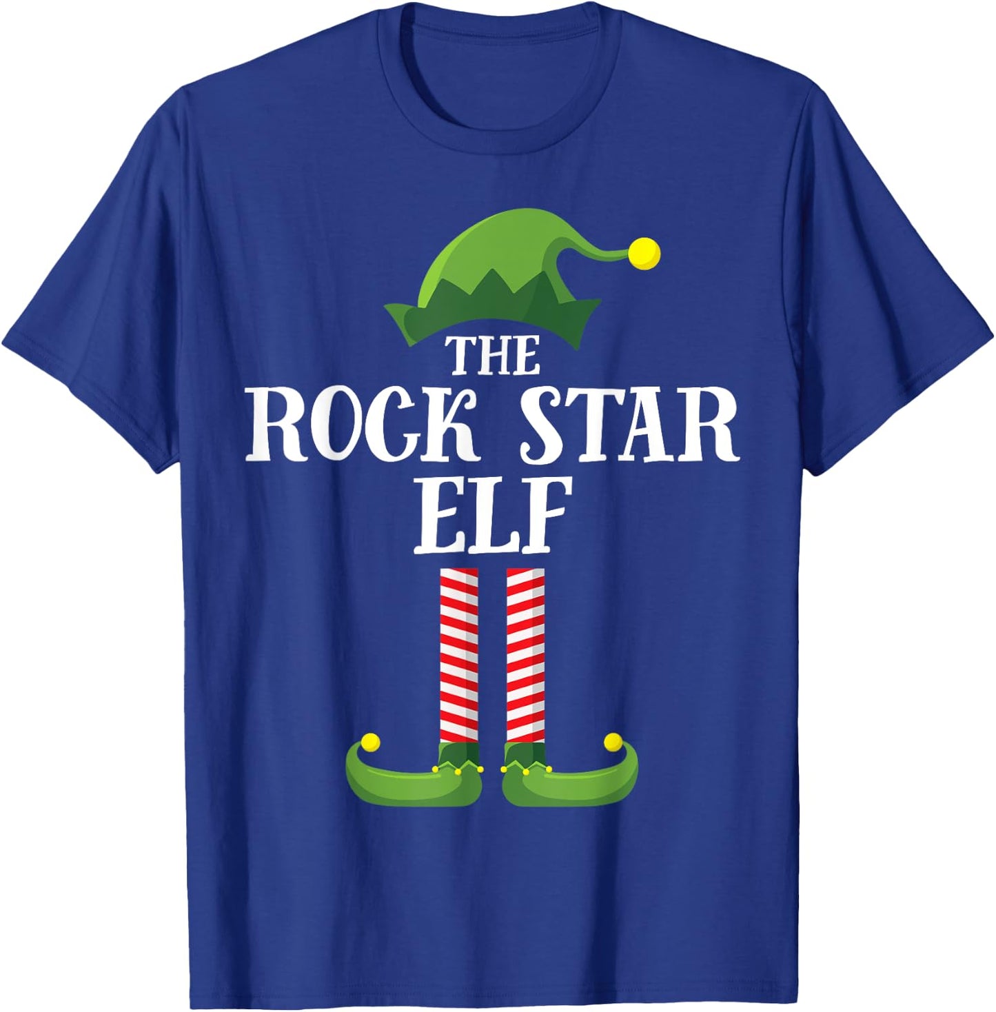 Rock Star Elf Matching Family Group Christmas Party Pyjamas T-Shirt - T-Shirt | Royal