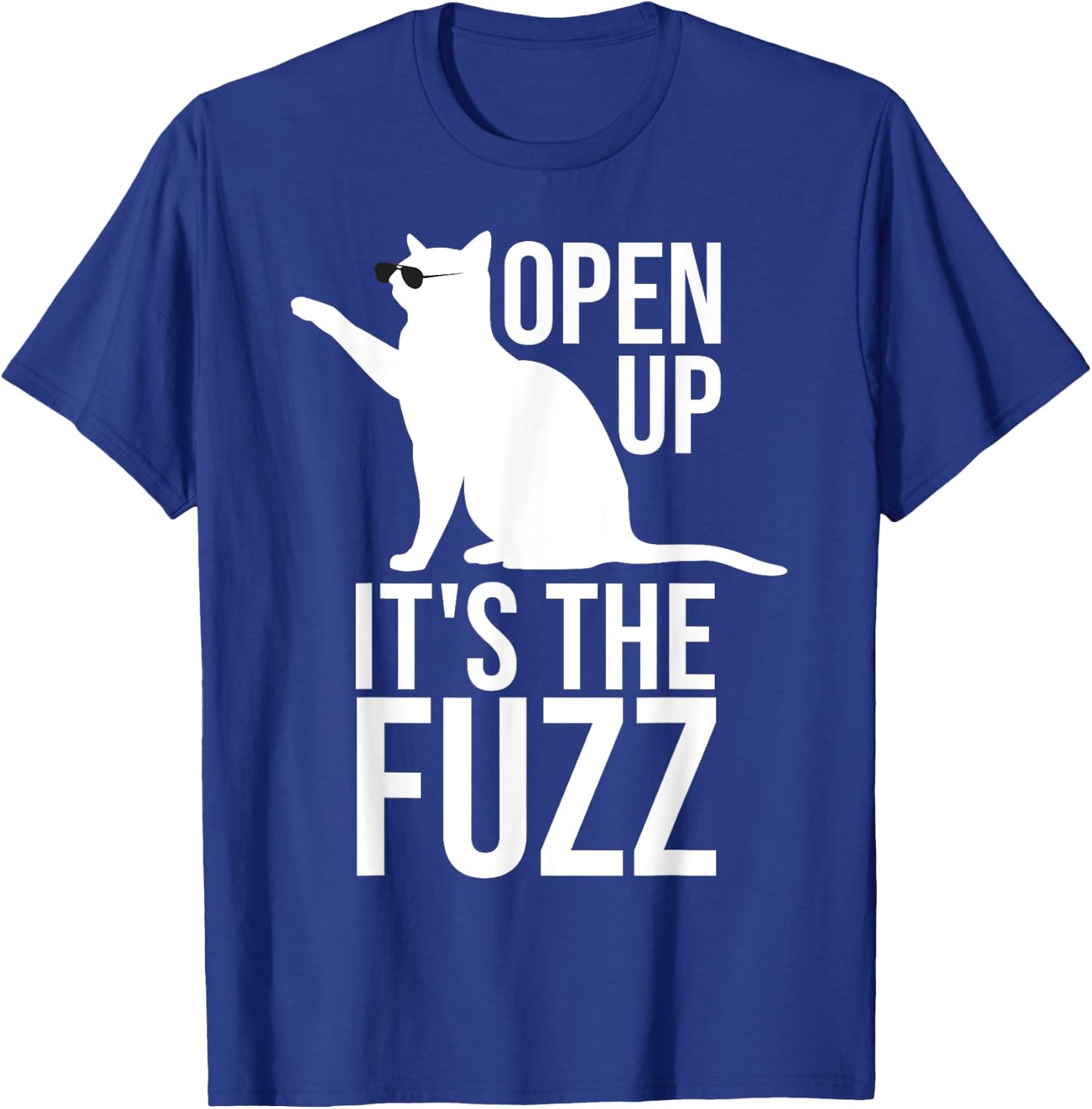 Funny Cat Shirt | The Fuzz Kitten Scratching Door Cat Pun Women Kids T-Shirt - T-Shirt | Royal