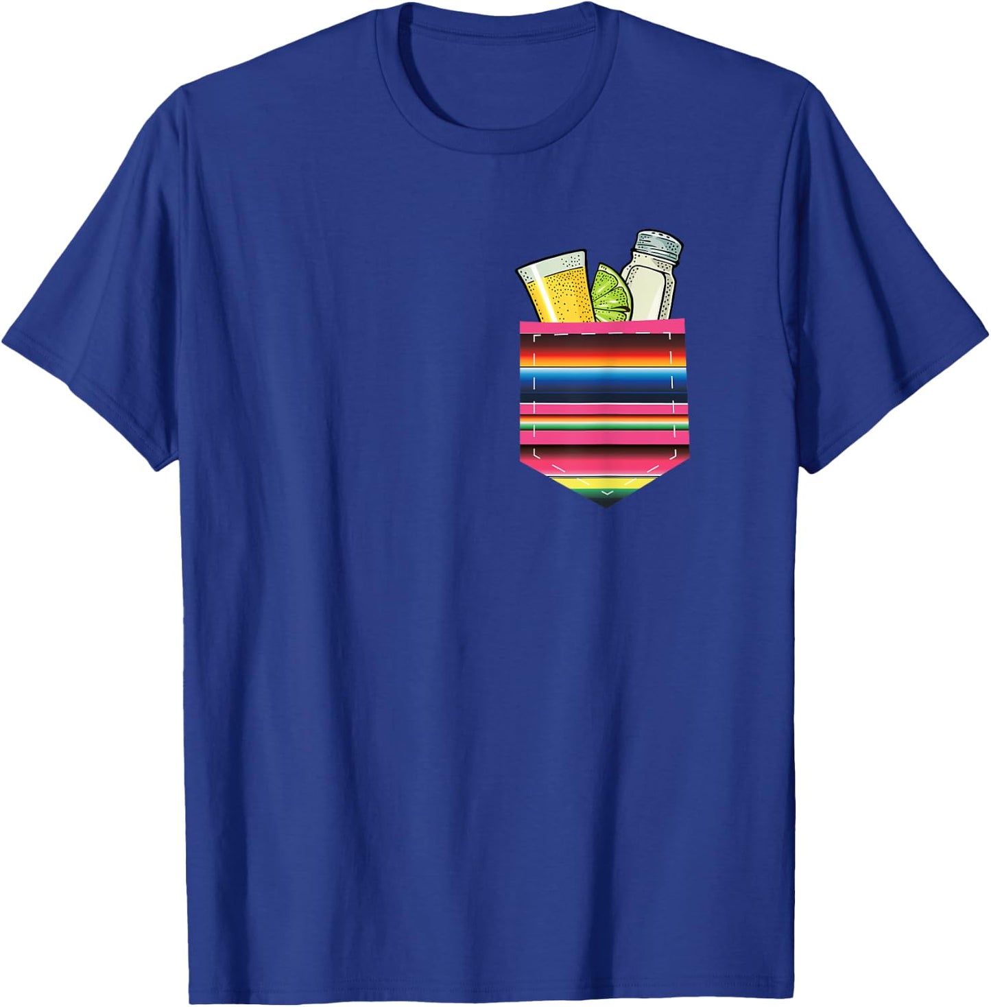 Tequila Lime Salt Funny Tequila Shot Pocket Serape T-Shirt - T-Shirt | Royal