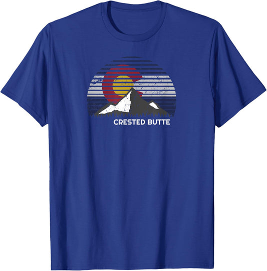 Crested Butte Rocky Mountain Colorado Flag T-Shirt - T-Shirt | Royal