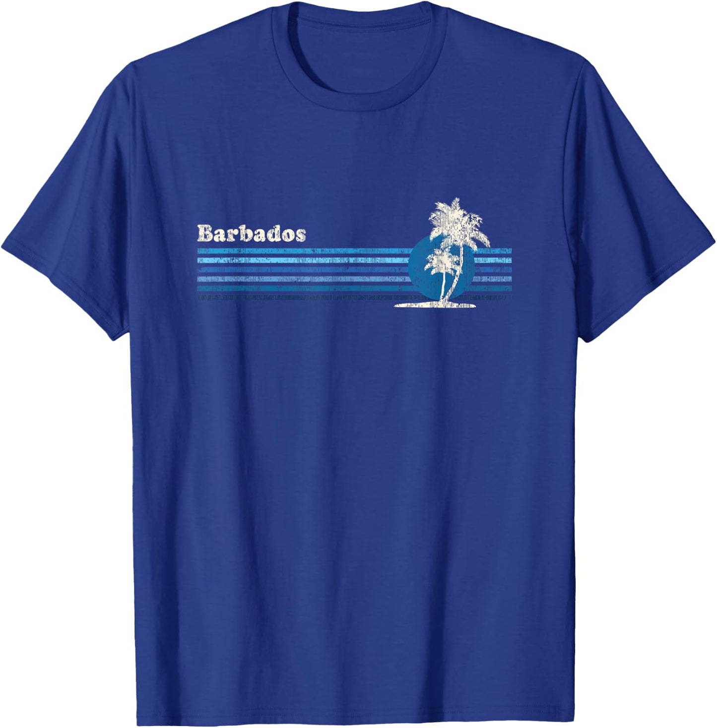 Barbados Vintage 80s Palm Trees Sunset T-Shirt - T-Shirt | Royal