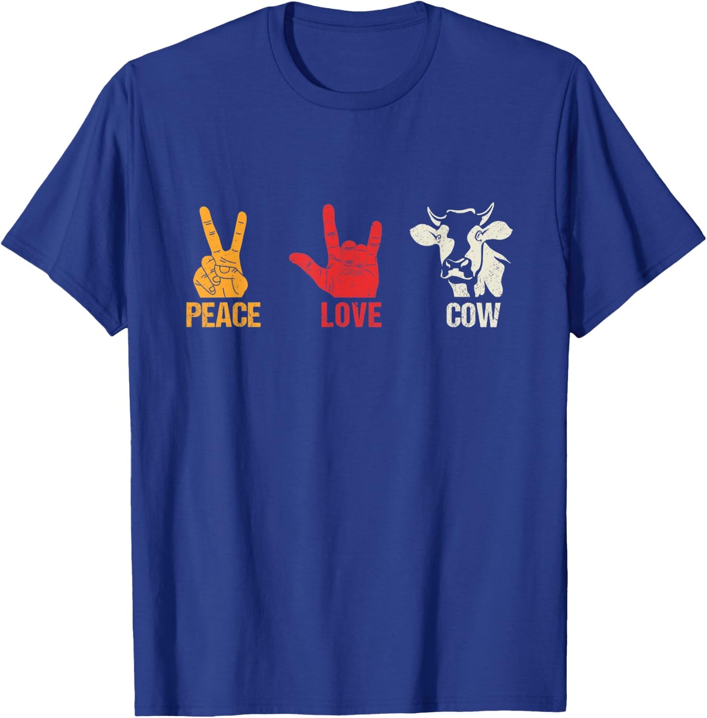 Peace Love Cow Vintage Cows Gift Farmers and Ranchers T-Shirt - T-Shirt | Royal