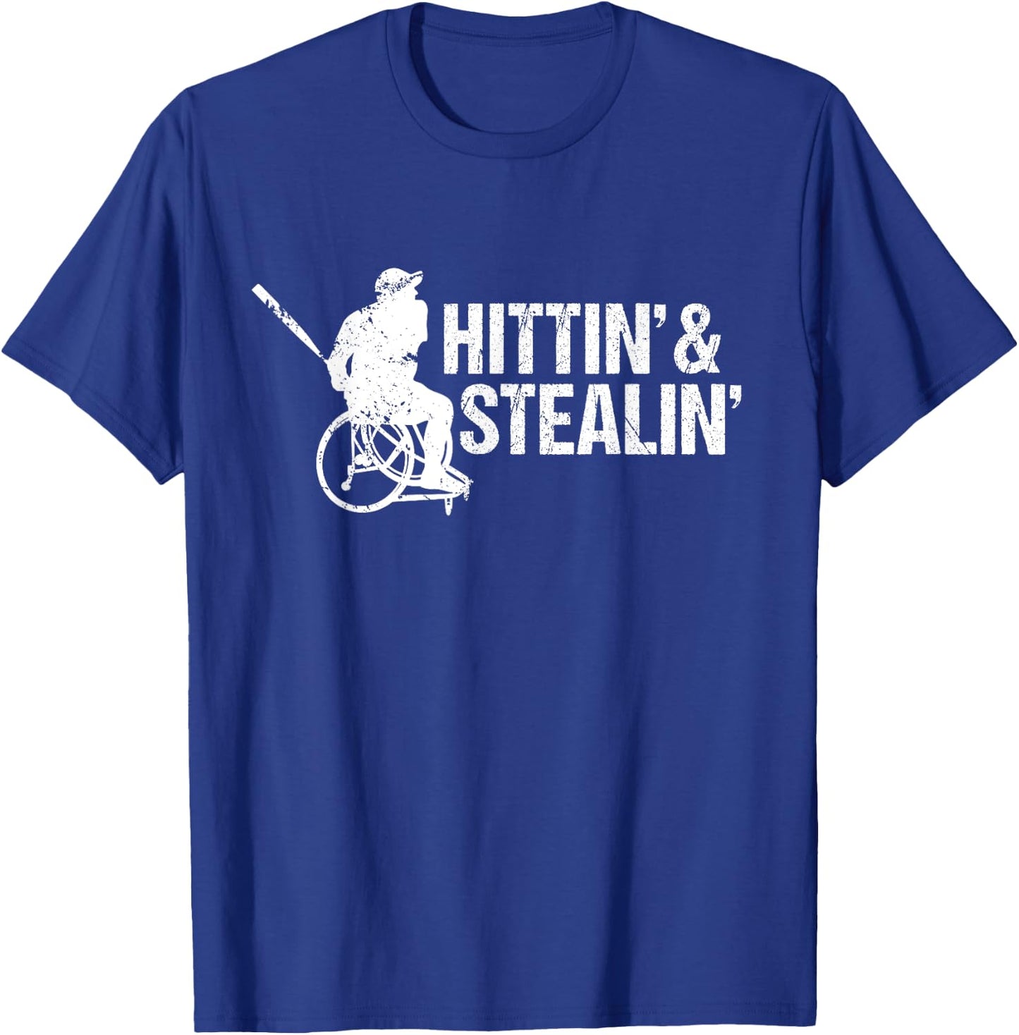 Wheelchair Athlete Baseball Funny Hit and Steal T-Shirt - T-Shirt | Royal