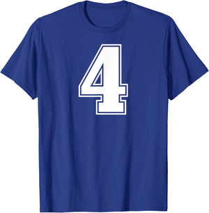 4 Number Four Team Sports Graphic Varsity Matching T-Shirt - T-Shirt | Royal
