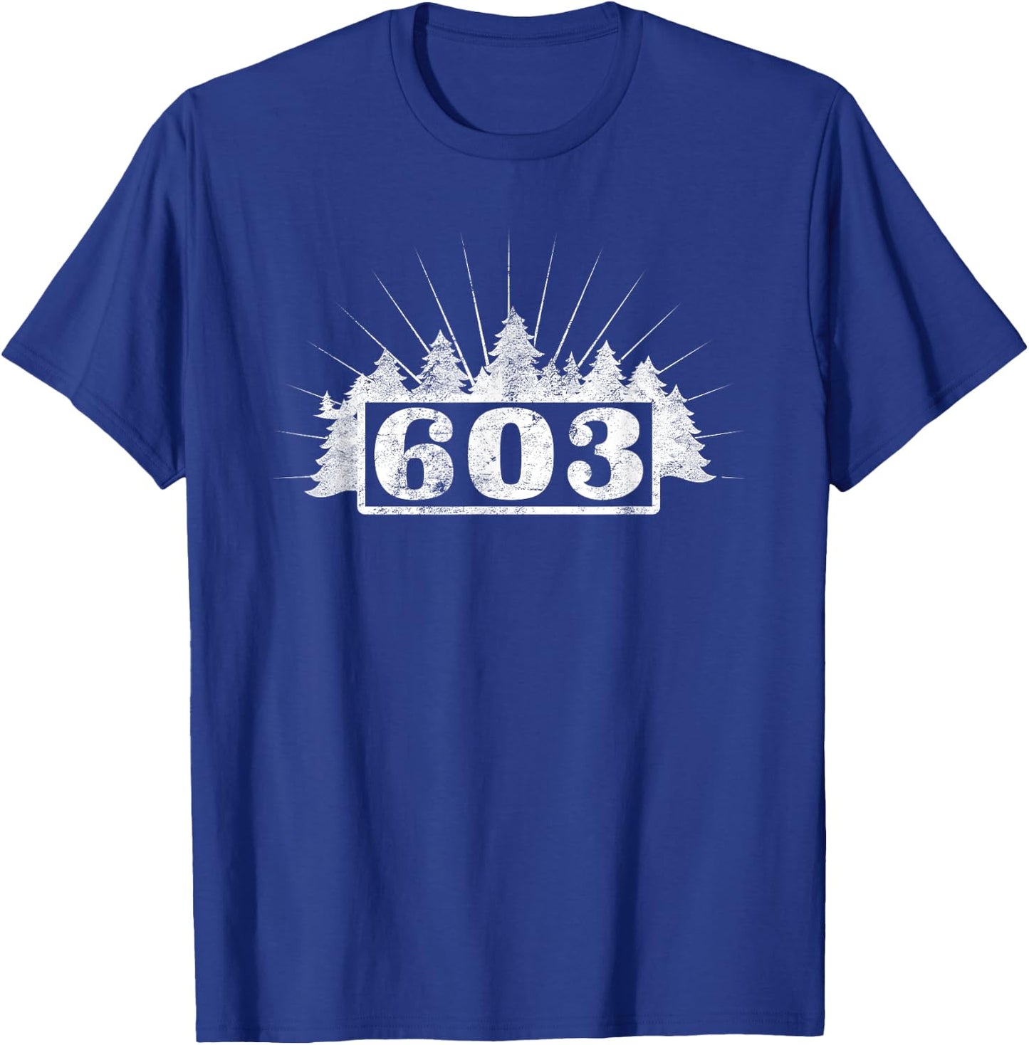 Live Free 603 603 Area Code Tree Distressed Adult Black Small Classic Fit Short Sleeve T-Shirt - T-Shirt | Royal