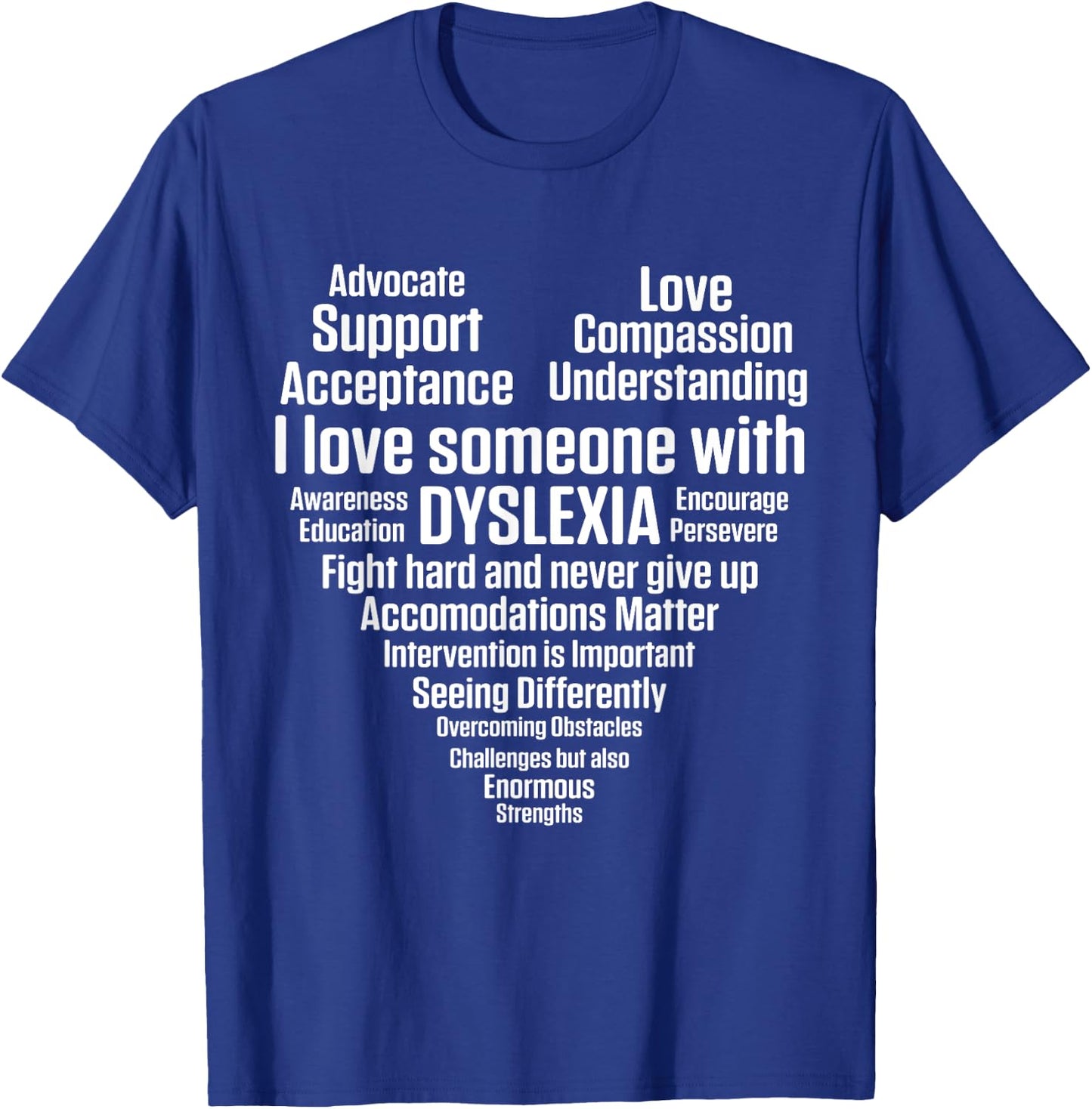 Dyslexia Teacher Therapist Heart Love Dyslexic Therapy Men Women T-Shirt - T-Shirt | Royal