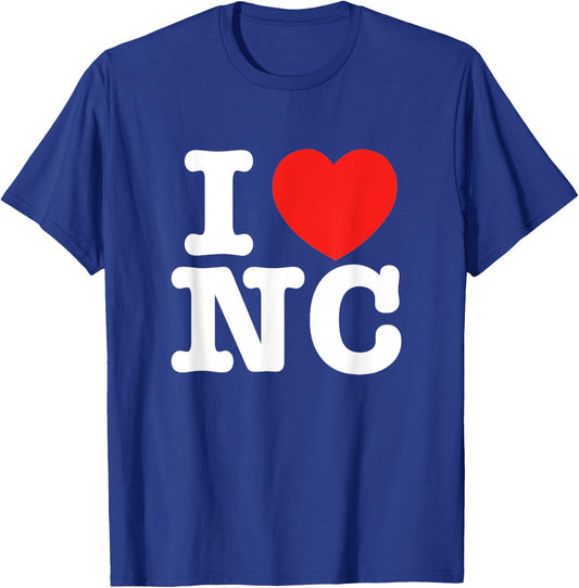 I Heart North Carolina (NC) Love T-Shirt - T-Shirt | Royal