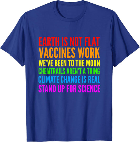 Earth Is Not Flat | Stand Up For Science Teacher T-Shirt - T-Shirt | Royal