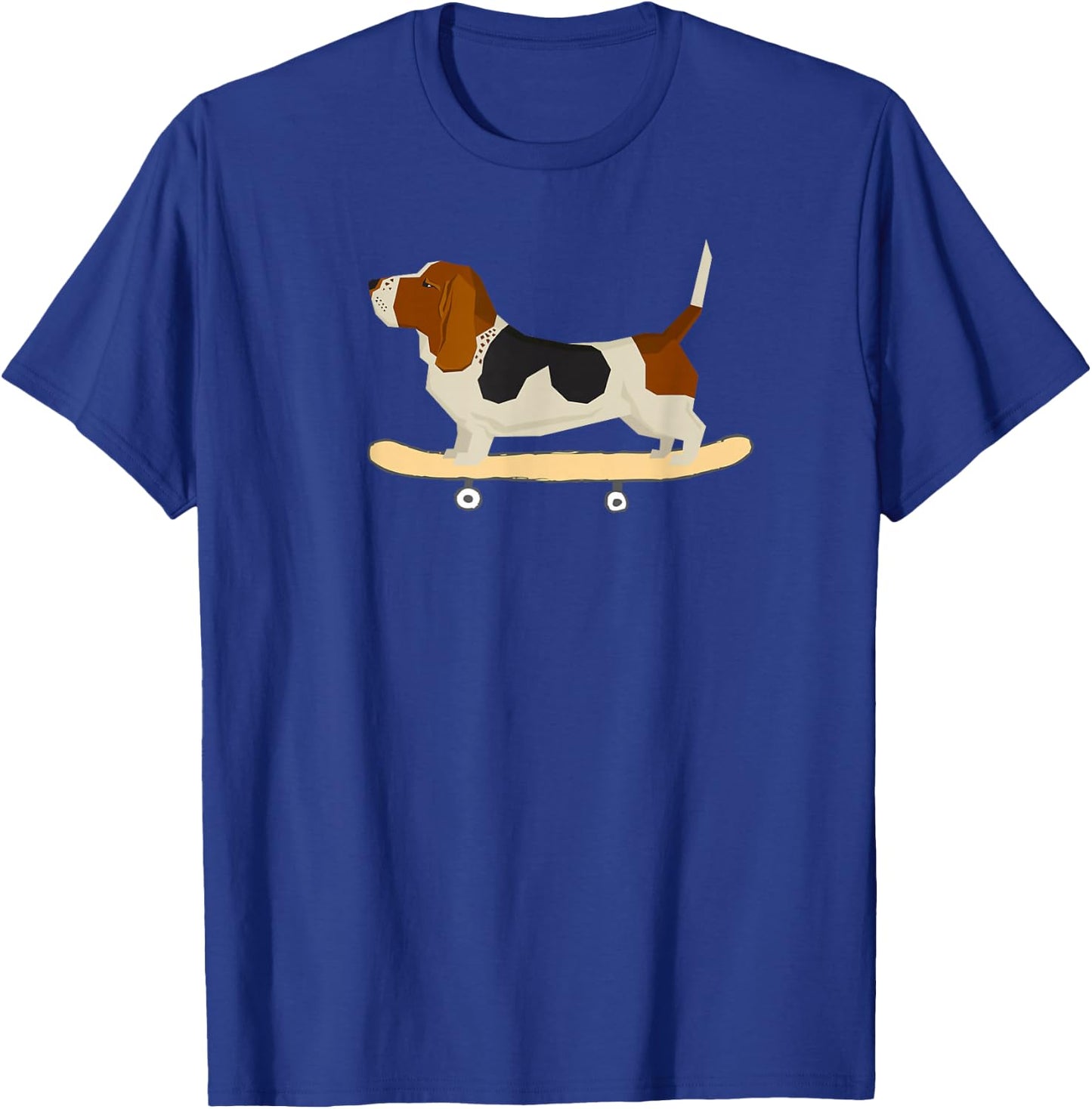 Funny Skateboarding Bassett Hound Dog Gift T-Shirt - T-Shirt | Royal