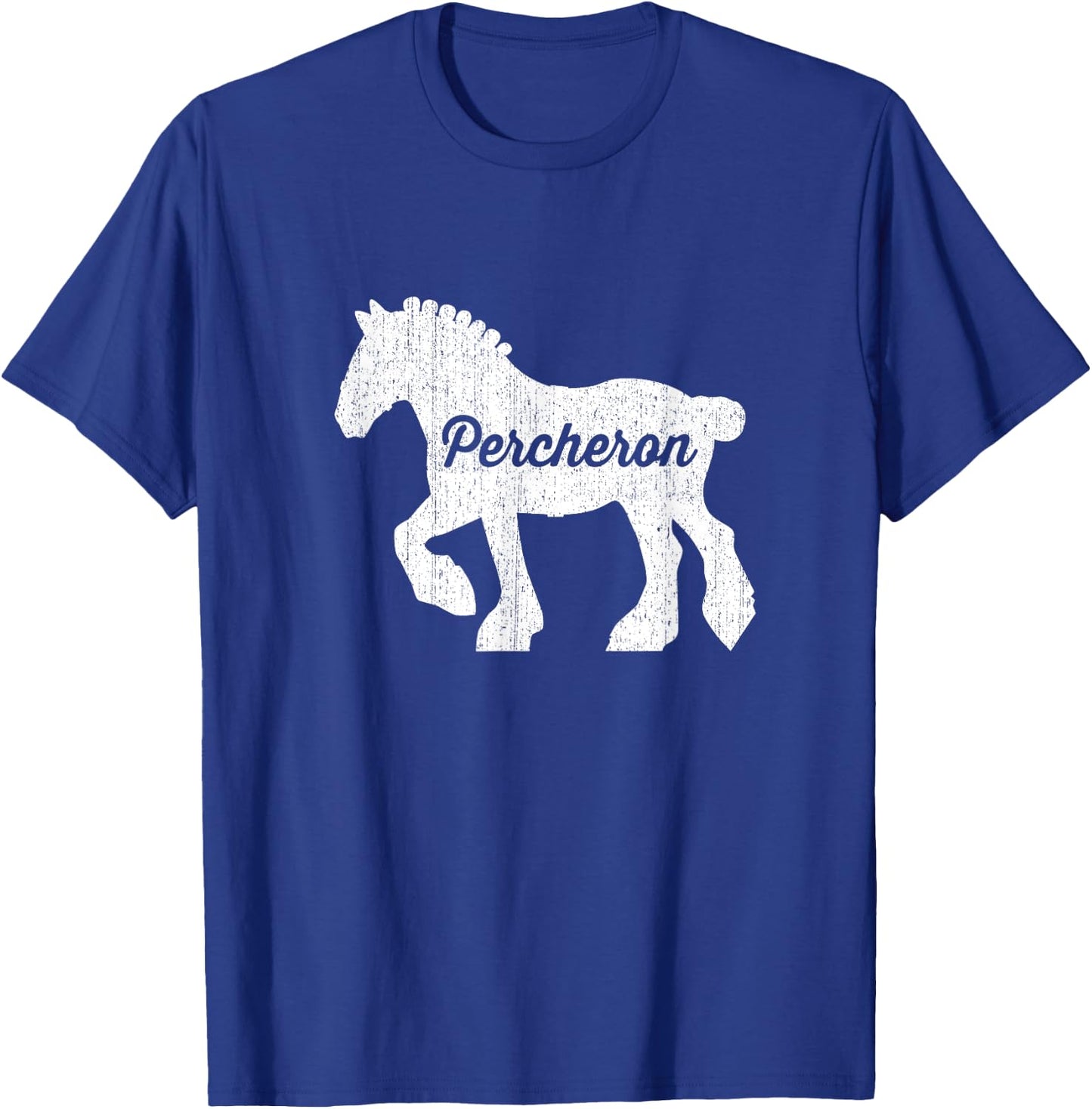 Distressed Silhouette of Percheron Draft Horse T-Shirt - T-Shirt | Royal