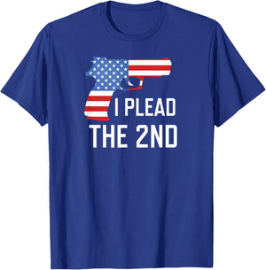 I Plead the 2nd Amendment USA Flag Pistol Gun T-Shirt - T-Shirt | Royal
