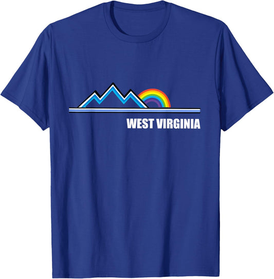 Retro West Virginia T Shirt Vintage Rainbow Mountains T-Shirt - T-Shirt | Royal