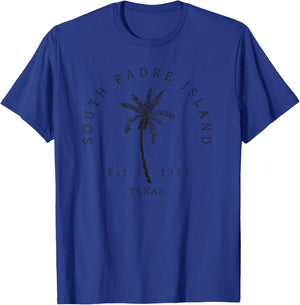 Retro Cool South Padre Island Original Texas Beach Palm Tree T-Shirt - T-Shirt | Royal