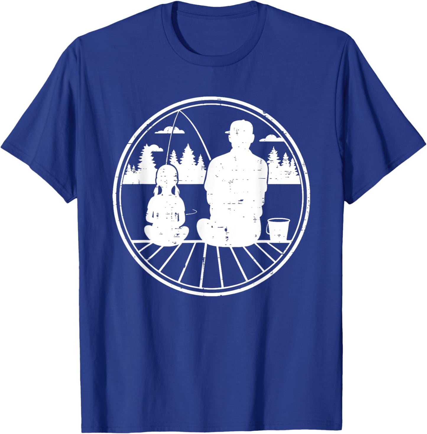 Father & Daughter Fishing Retro Matching Dad Gift T-Shirt - T-Shirt | Royal