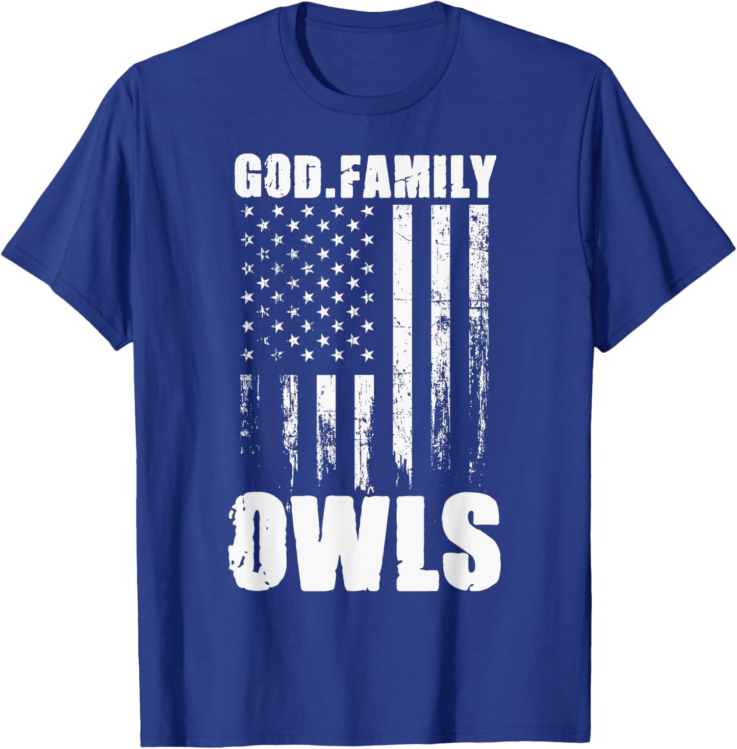 Joshua Owls God. Family. Vintage USA Flag T-Shirt - T-Shirt | Royal