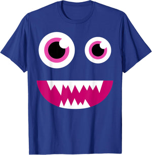 Cute Eye Monster Face Smile Funny Halloween Kids Man Women T-Shirt - T-Shirt | Royal