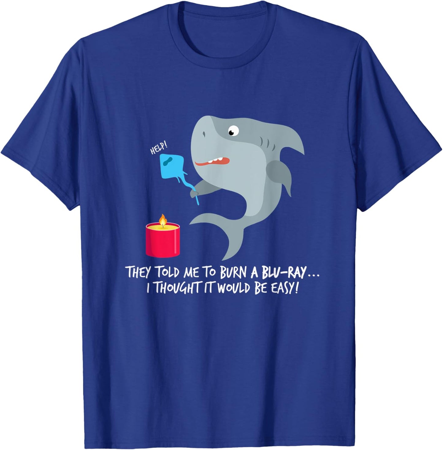 Funny shark and Blu-ray T-Shirt - T-Shirt | Royal