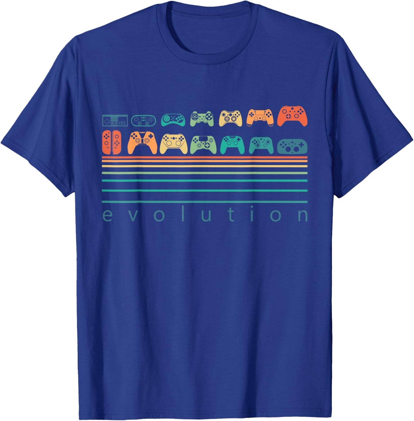 Gaming Controllers Evolution Video Game Retro Gaming Gamer T-Shirt - T-Shirt | Royal