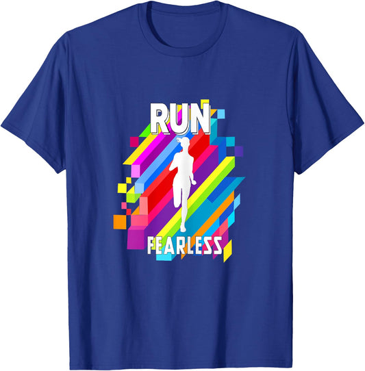 Run Fearless Colorful Strips Running Fit women girl T-Shirt - T-Shirt | Royal