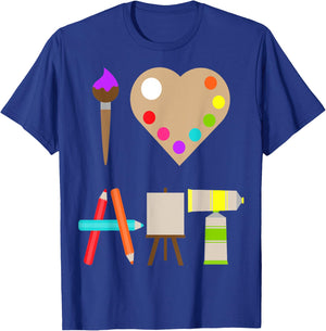 Cool I Love Art Fun Colorful Future Artist and Crafts T-Shirt - T-Shirt | Royal