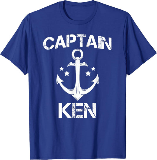 CAPTAIN KEN Funny Birthday Personalized Name Boat Gift T-Shirt - T-Shirt | Royal