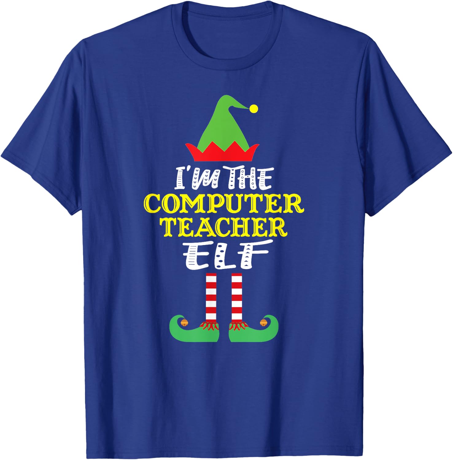 Computer Teacher Elf Matching Family Group Christmas Women T-Shirt - T-Shirt | Royal