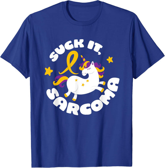 Funny Suck It Sarcoma Cute Unicorn Fighter Survivor T-Shirt - T-Shirt | Royal